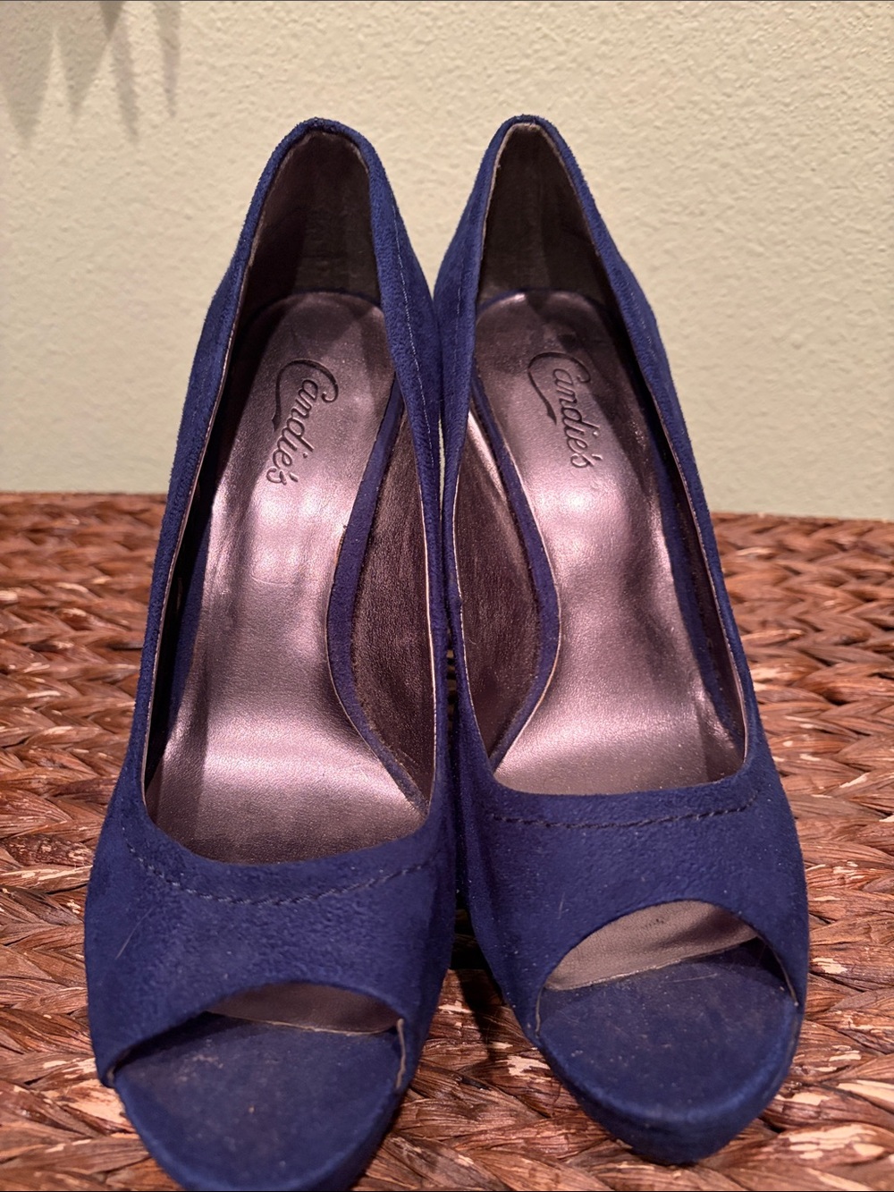 Candie's Royal Blue Suede Peep-Toe Pumps